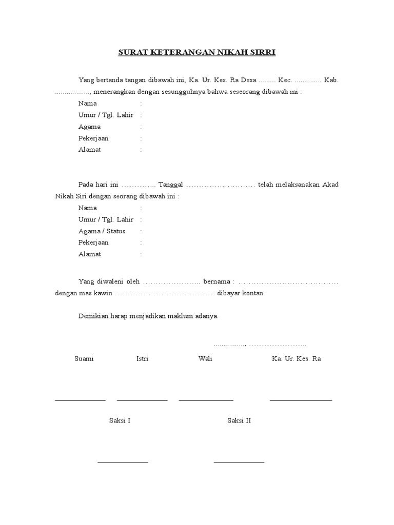 Detail Surat Pernyataan Nikah Agama Nomer 12