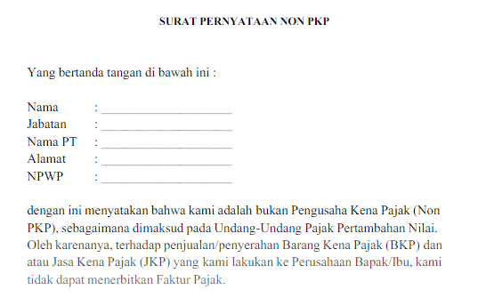 Detail Surat Pernyataan Non Pkp Nomer 18