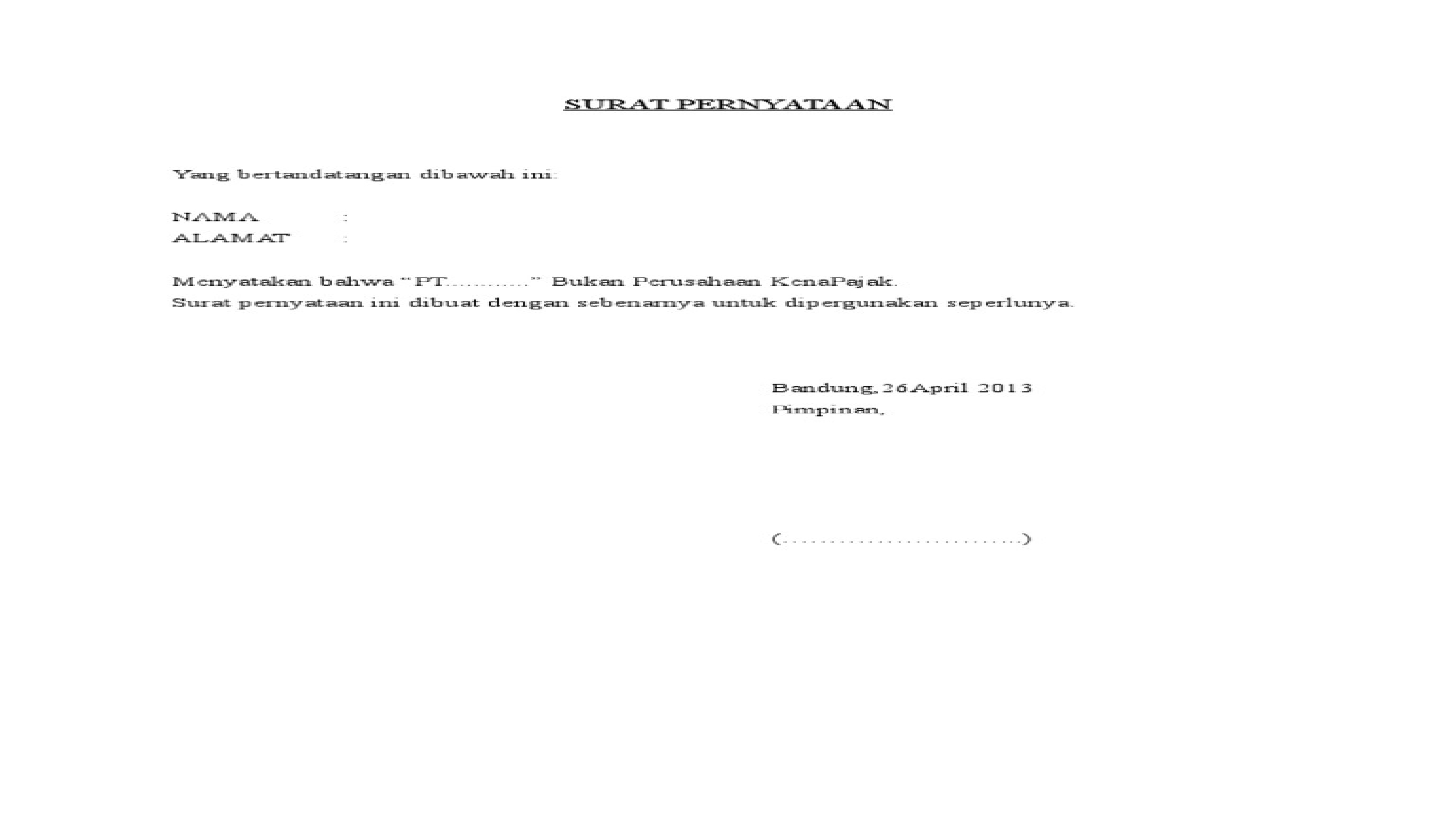 Detail Surat Pernyataan Non Pkp Nomer 33