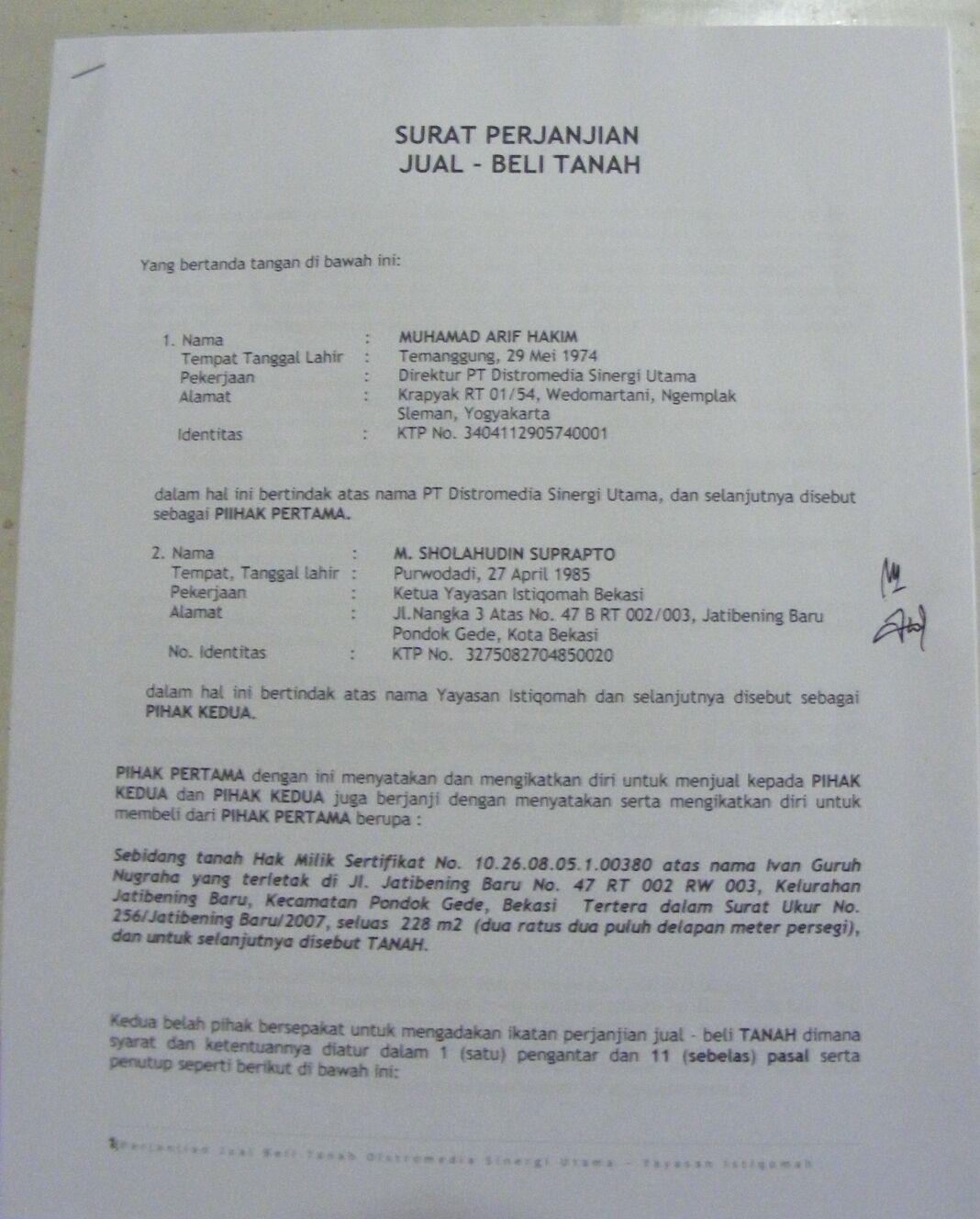 Detail Surat Pernyataan Over Kredit Rumah Nomer 38