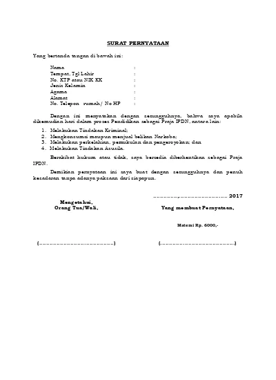 Detail Surat Pernyataan Pelanggaran Nomer 16