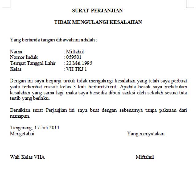 Download Surat Pernyataan Pelanggaran Nomer 10