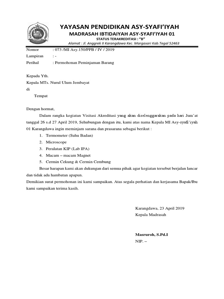 Detail Surat Pernyataan Peminjaman Barang Nomer 6