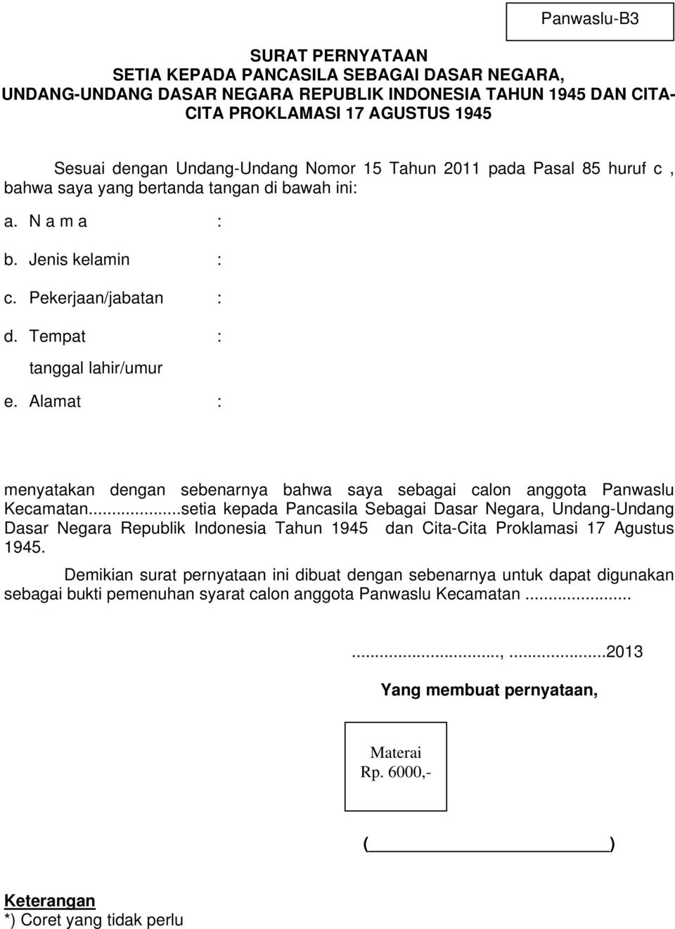 Detail Surat Pernyataan Pengawas Nomer 36