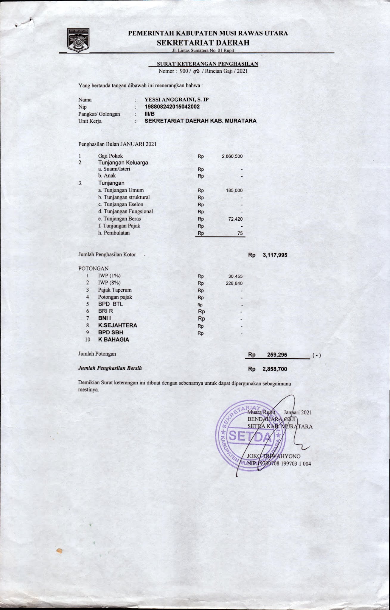 Detail Surat Pernyataan Penghasilan Nomer 19