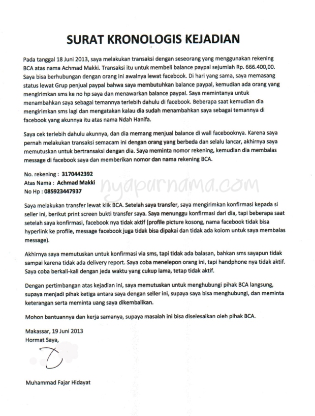 Detail Surat Pernyataan Penipuan Nomer 21