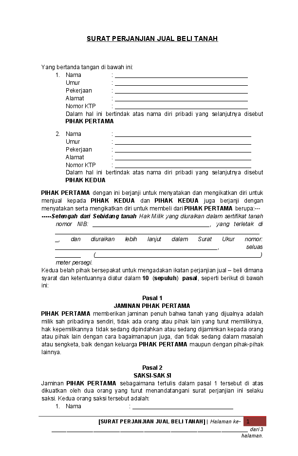 Detail Surat Pernyataan Penjualan Tanah Nomer 17