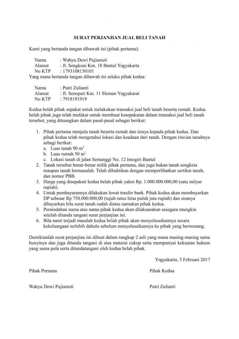 Detail Surat Pernyataan Penjualan Tanah Nomer 18