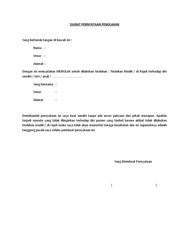 Surat Pernyataan Penolakan - KibrisPDR