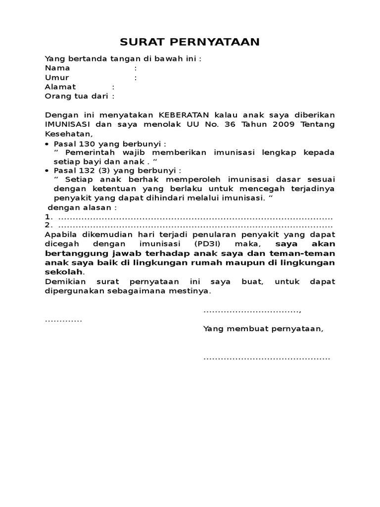 Detail Surat Pernyataan Penolakan Nomer 11
