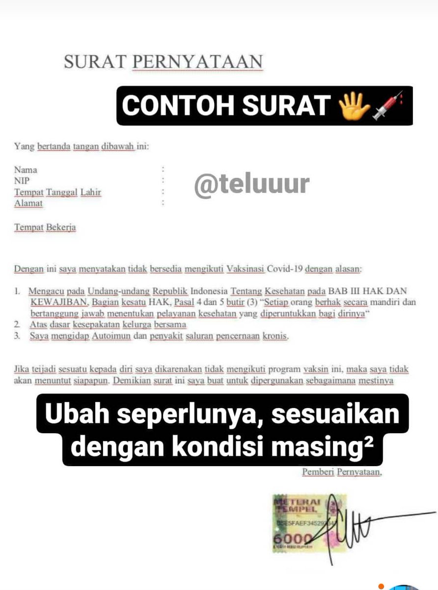 Detail Surat Pernyataan Penolakan Nomer 33