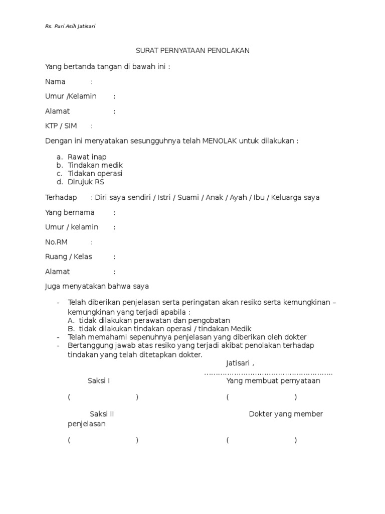 Detail Surat Pernyataan Penolakan Nomer 4