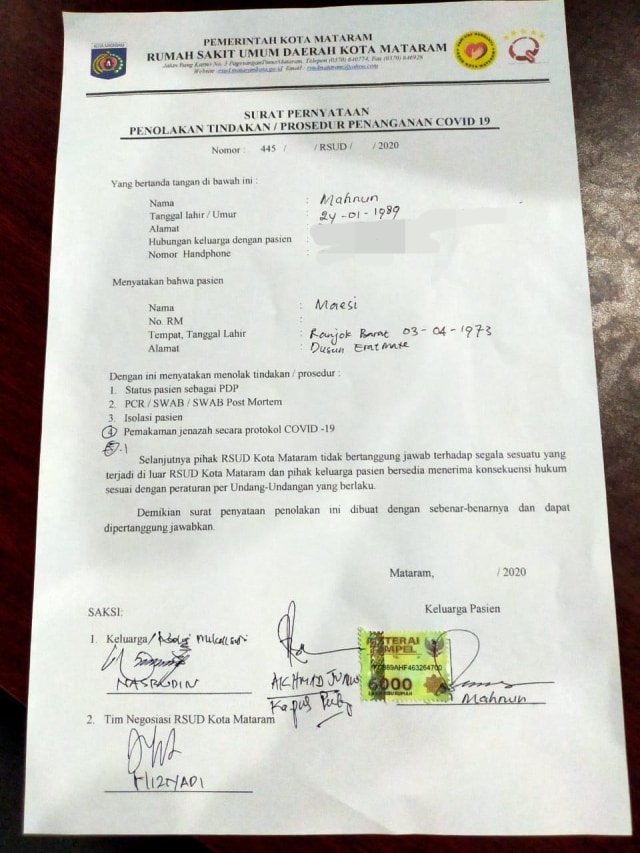 Detail Surat Pernyataan Penolakan Nomer 36