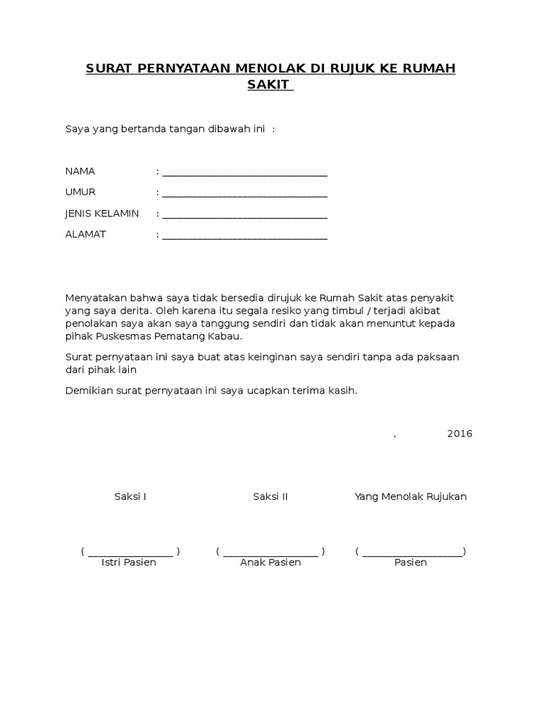 Detail Surat Pernyataan Penolakan Nomer 5
