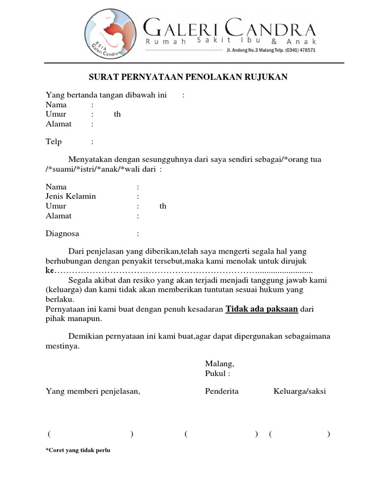 Detail Surat Pernyataan Penolakan Nomer 7