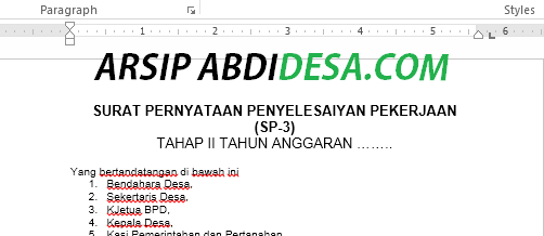 Detail Surat Pernyataan Penyelesaian Pekerjaan Nomer 12