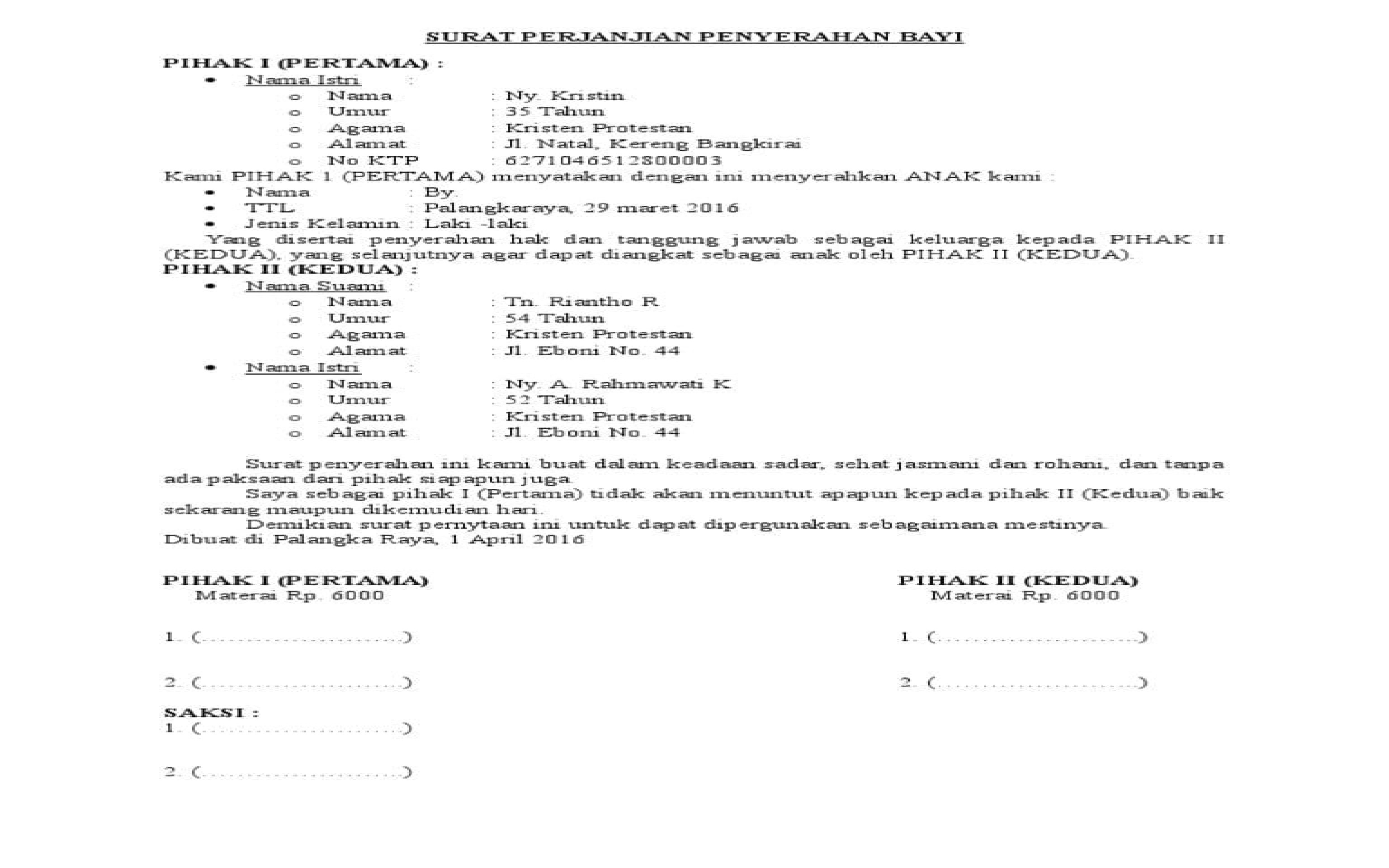 Detail Surat Pernyataan Penyerahan Anak Nomer 47