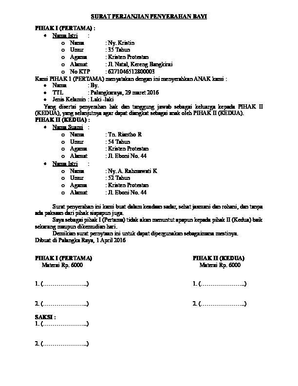 Detail Surat Pernyataan Penyerahan Anak Nomer 9