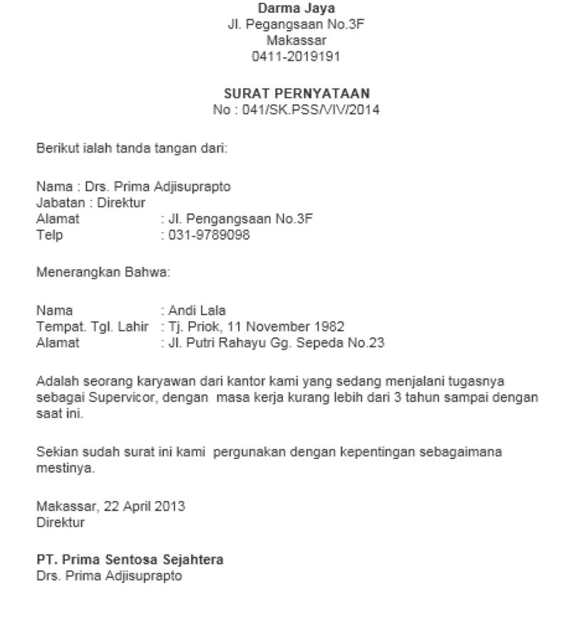 Detail Surat Pernyataan Perjanjian Nomer 51