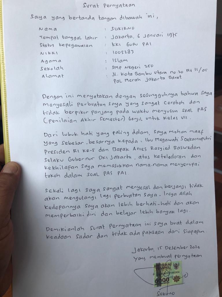 Detail Surat Pernyataan Permohonan Maaf Nomer 2