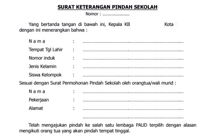 Detail Surat Pernyataan Pindah Sekolah Nomer 22