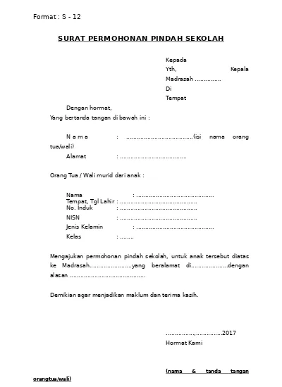 Detail Surat Pernyataan Pindah Sekolah Nomer 34