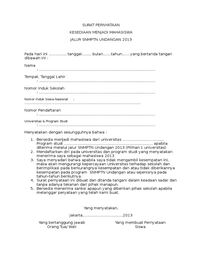 Detail Surat Pernyataan Ppkb Ui Nomer 12