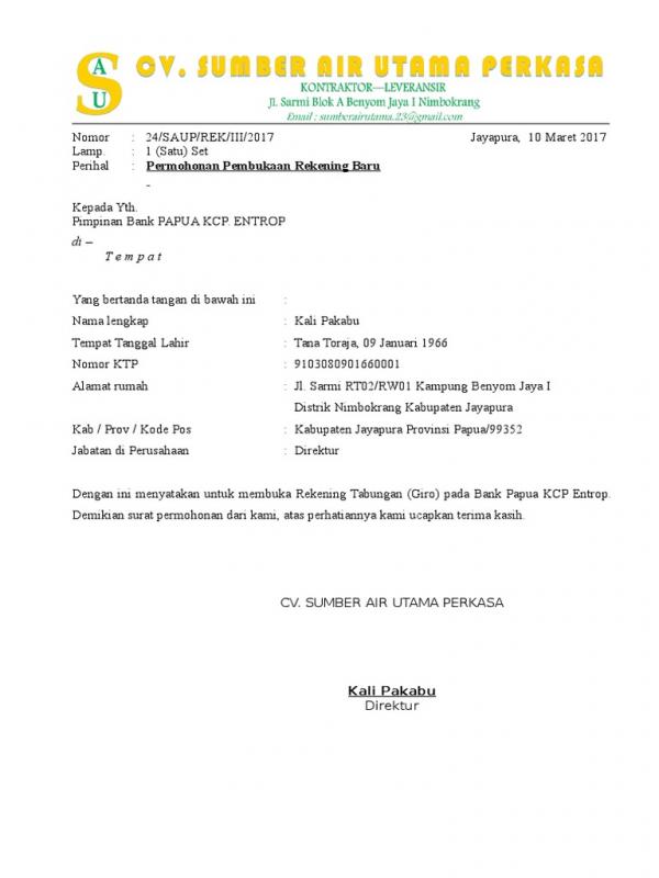 Detail Surat Pernyataan Rekening Nomer 21