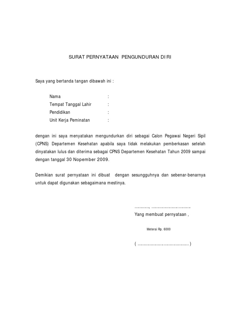 Detail Surat Pernyataan Resign Nomer 13
