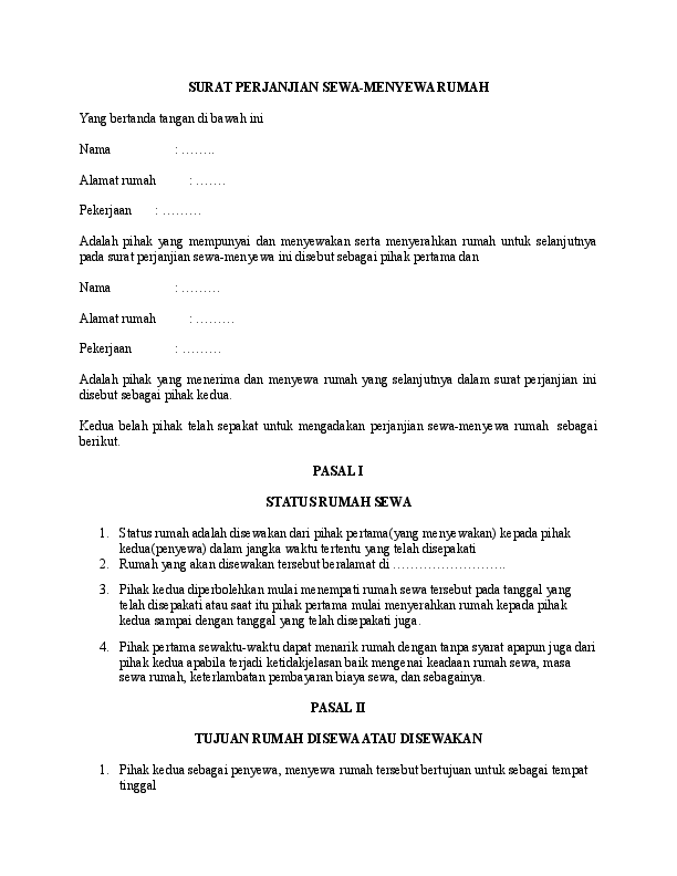 Detail Surat Pernyataan Sewa Nomer 20