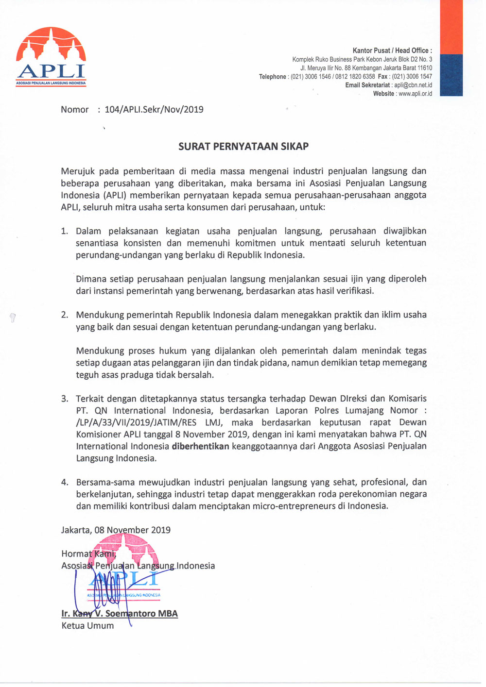 Detail Surat Pernyataan Sikap Nomer 5