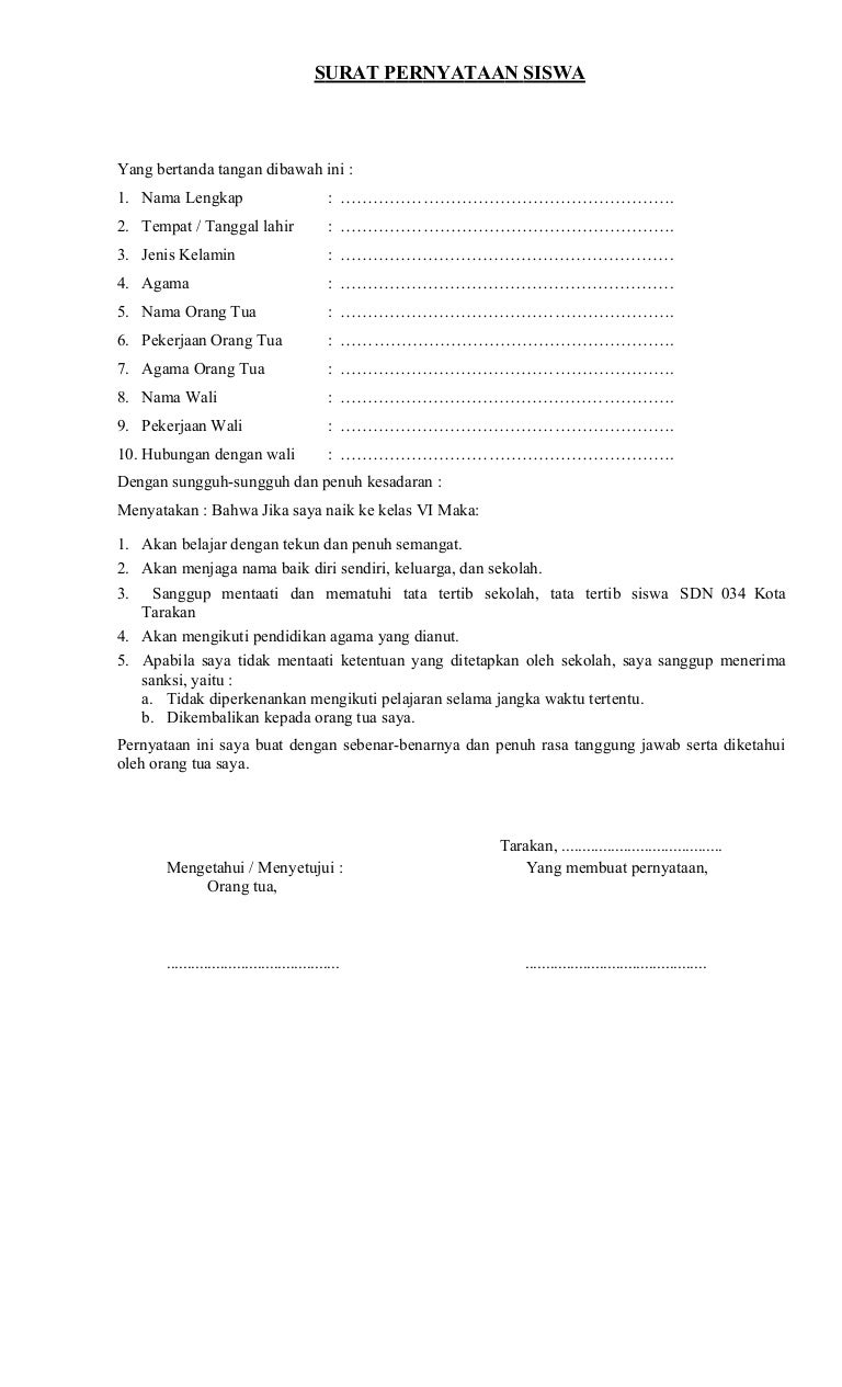 Surat Pernyataan Siswa - KibrisPDR