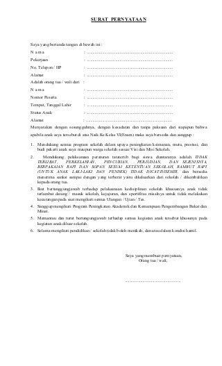 Detail Surat Pernyataan Siswa Nomer 22