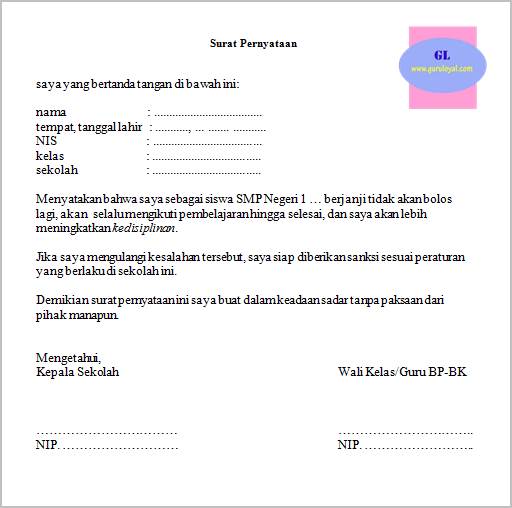Detail Surat Pernyataan Siswa Nomer 25