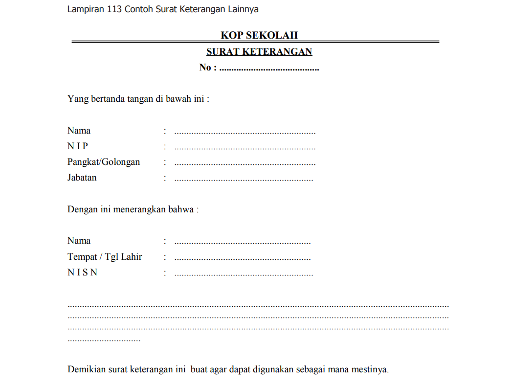 Detail Surat Pernyataan Siswa Nomer 33