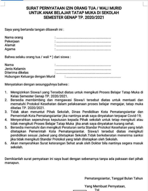 Detail Surat Pernyataan Siswa Nomer 34