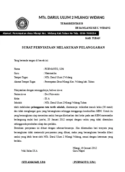 Detail Surat Pernyataan Siswa Nomer 36