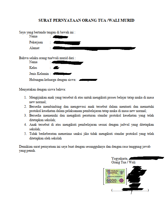 Detail Surat Pernyataan Siswa Nomer 40