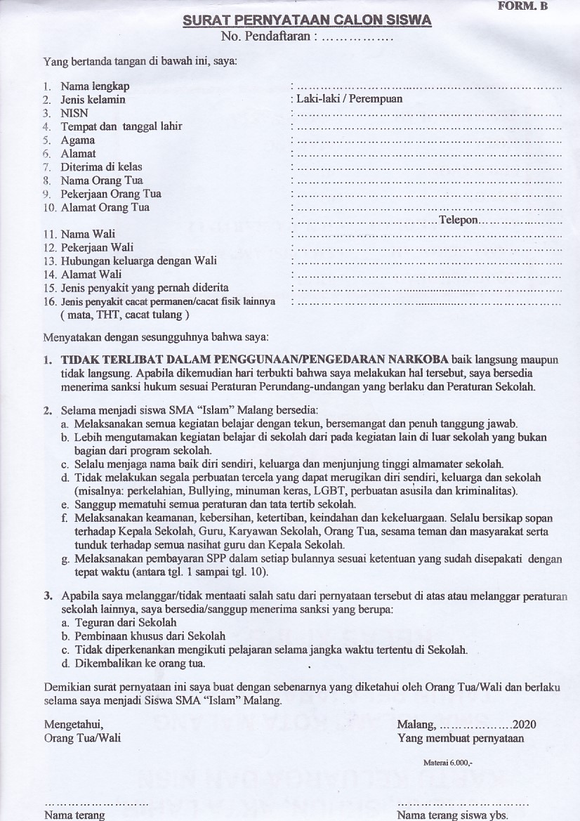 Detail Surat Pernyataan Siswa Nomer 42
