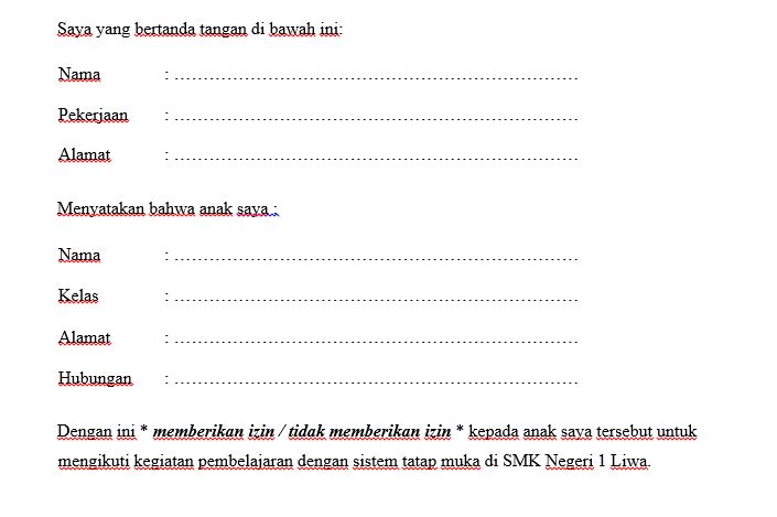Detail Surat Pernyataan Siswa Nomer 43