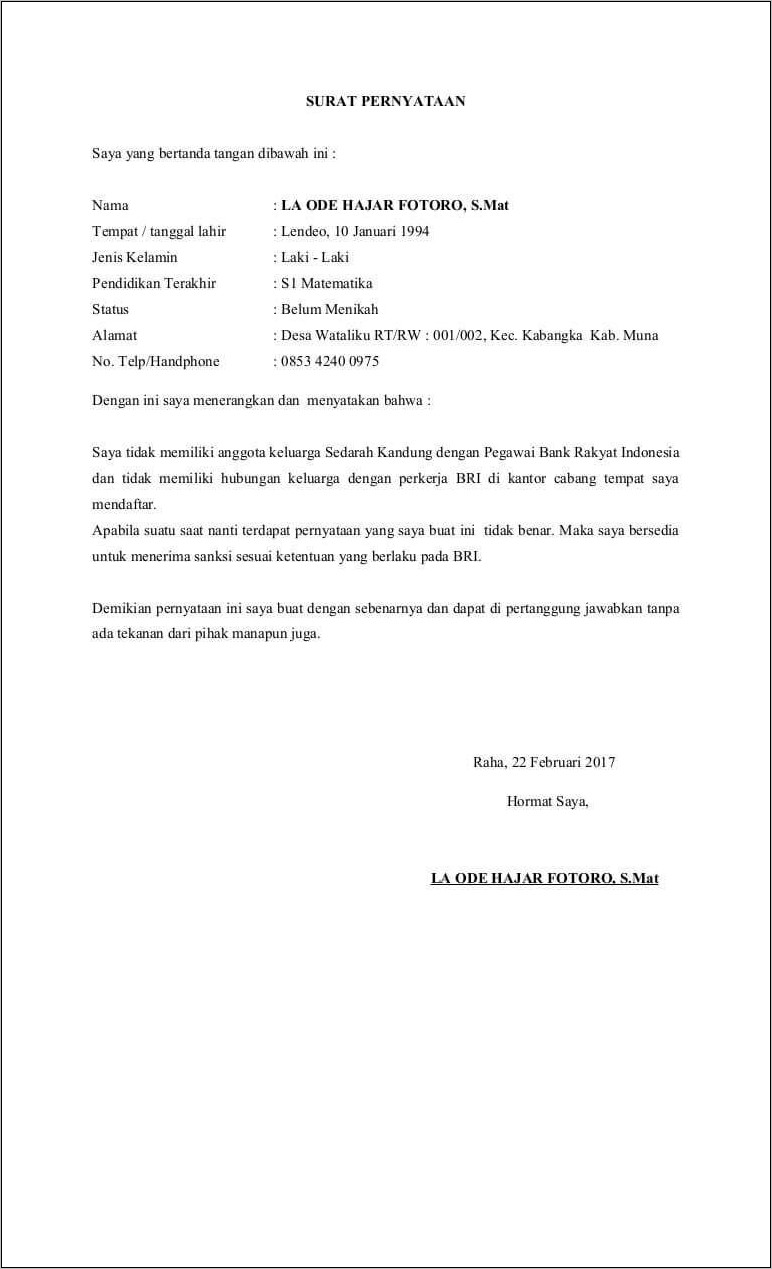 Detail Surat Pernyataan Sudah Tidak Bekerja Nomer 13