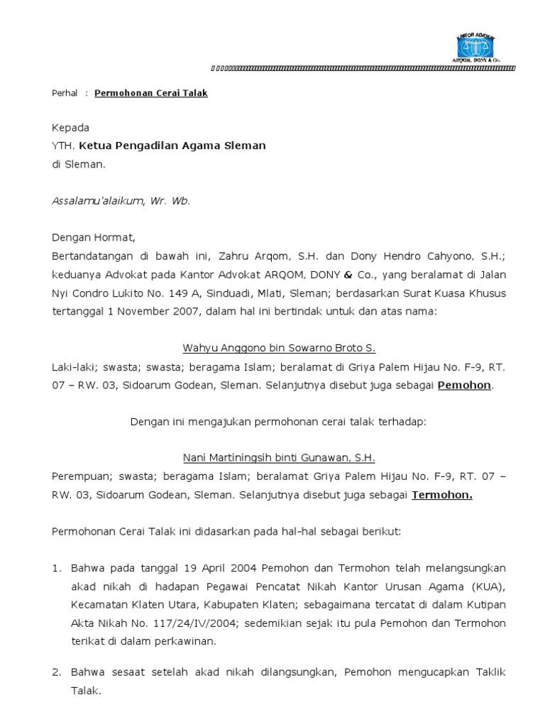 Detail Surat Pernyataan Talak Cerai Nomer 37
