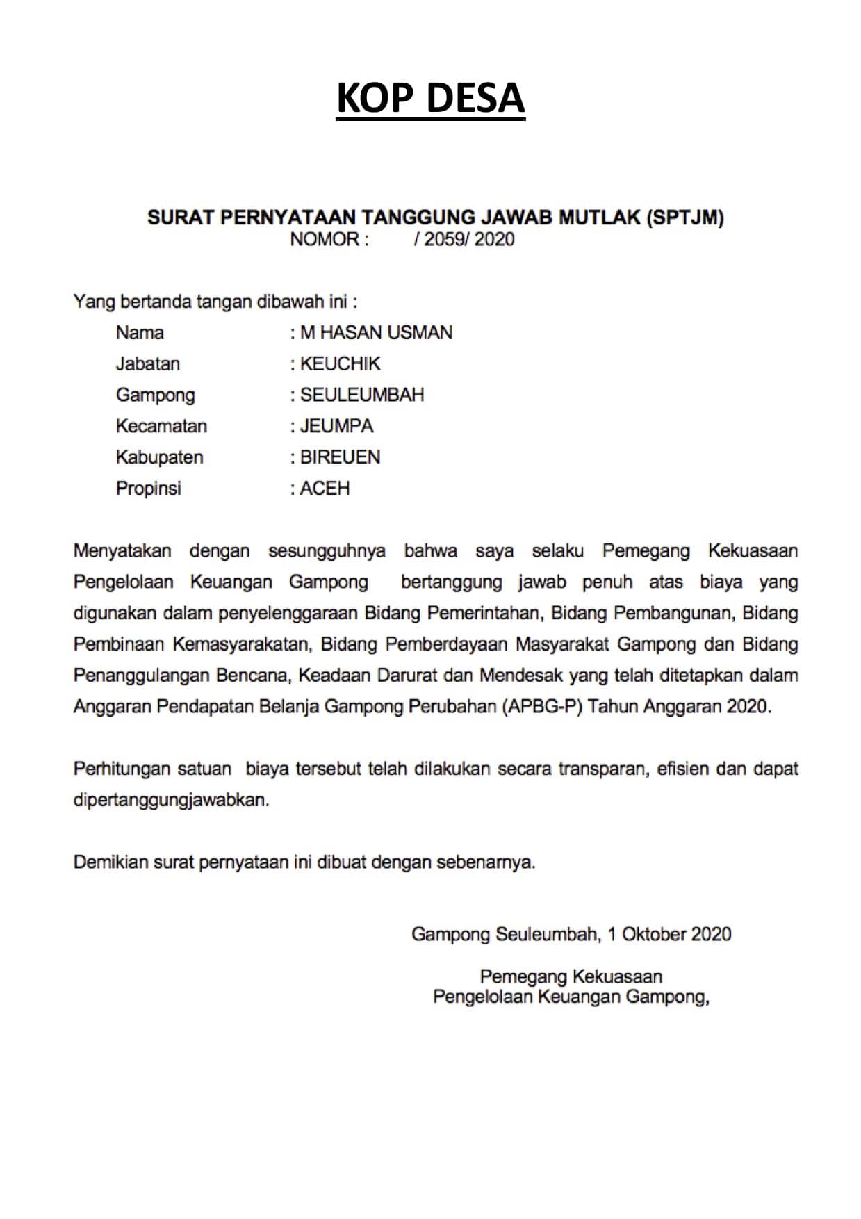 Surat Pernyataan Tanggung Jawab Mutlak - KibrisPDR