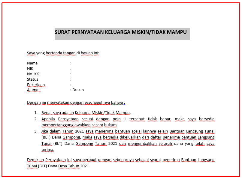 Detail Surat Pernyataan Tidak Mampu Nomer 47