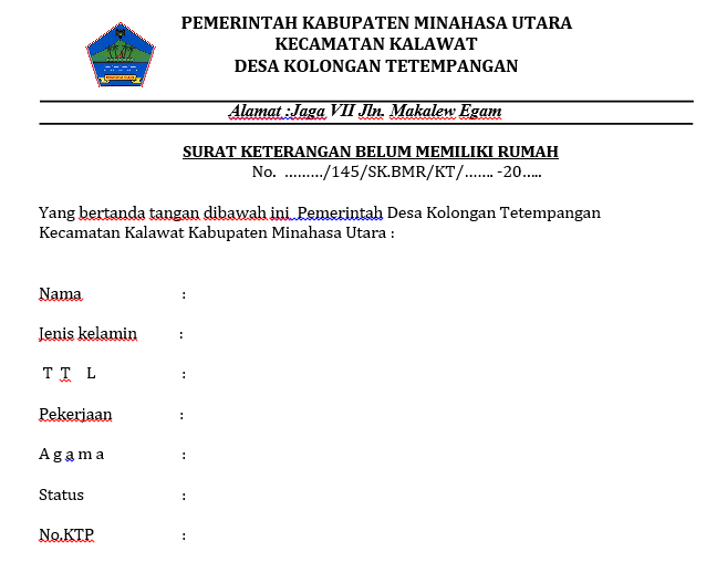 Detail Surat Pernyataan Tidak Memiliki Rumah Nomer 27