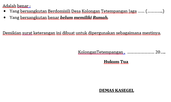 Detail Surat Pernyataan Tidak Memiliki Rumah Nomer 39