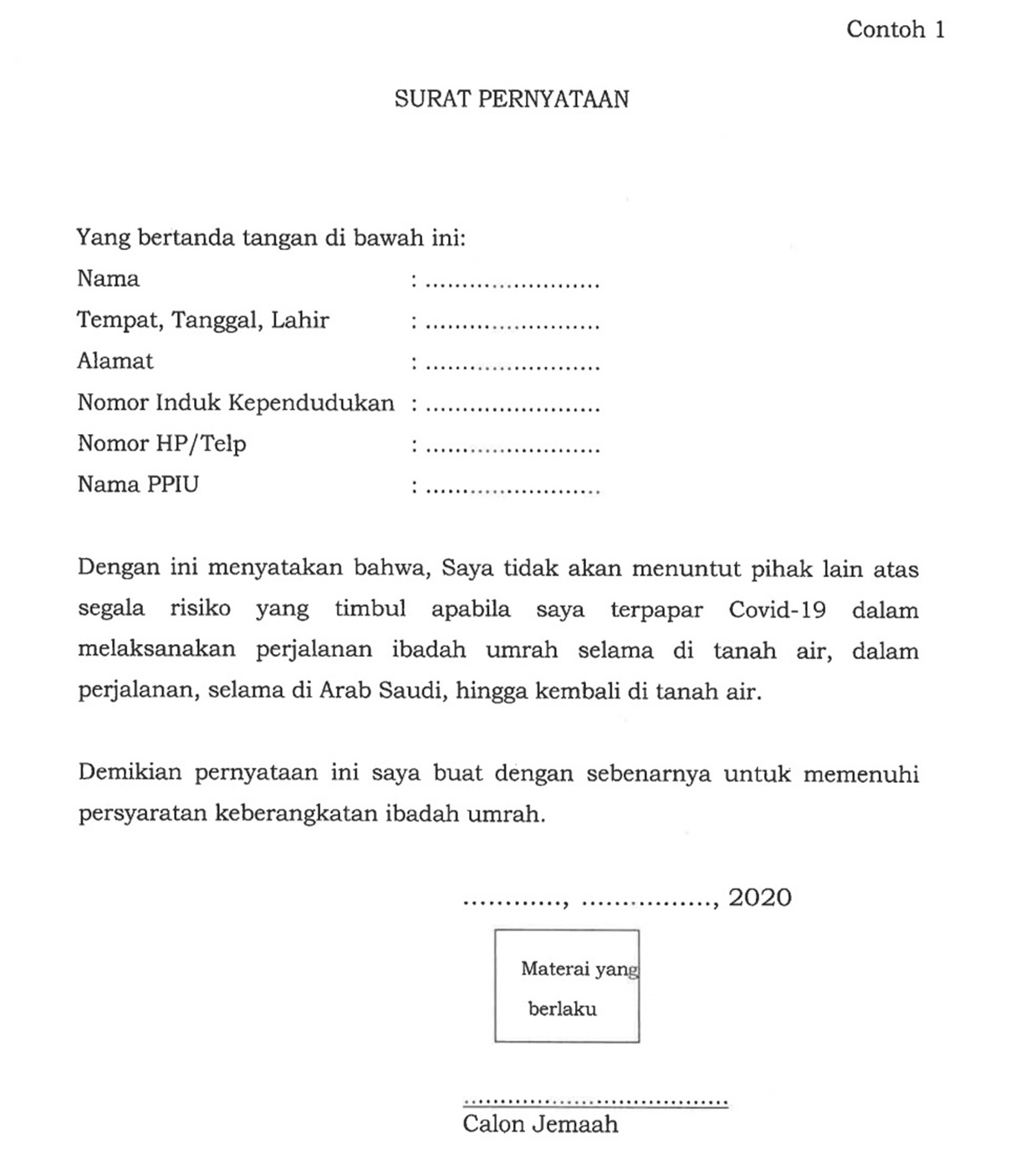 Detail Surat Pernyataan Tidak Menuntut Nomer 32