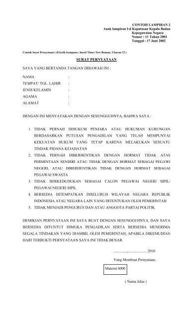 Detail Surat Pernyataan Tulis Tangan Nomer 22