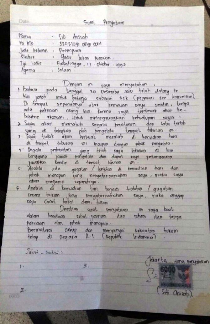 Detail Surat Pernyataan Tulis Tangan Nomer 40