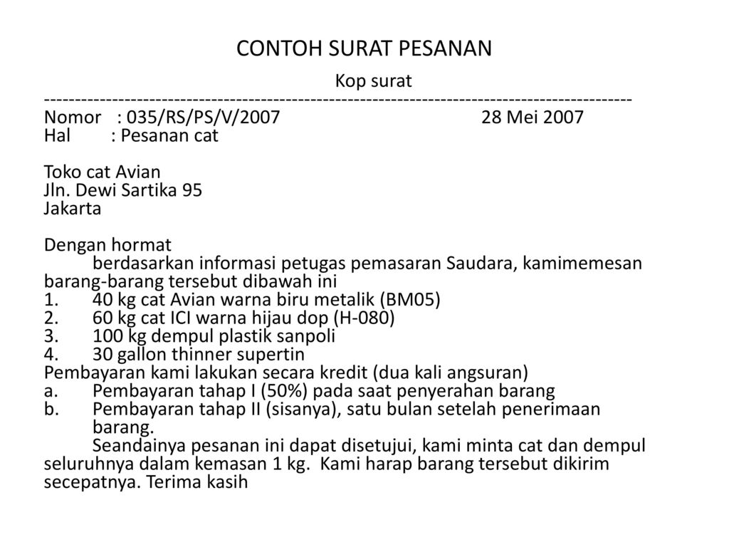 Detail Surat Pesanan Barang Nomer 42